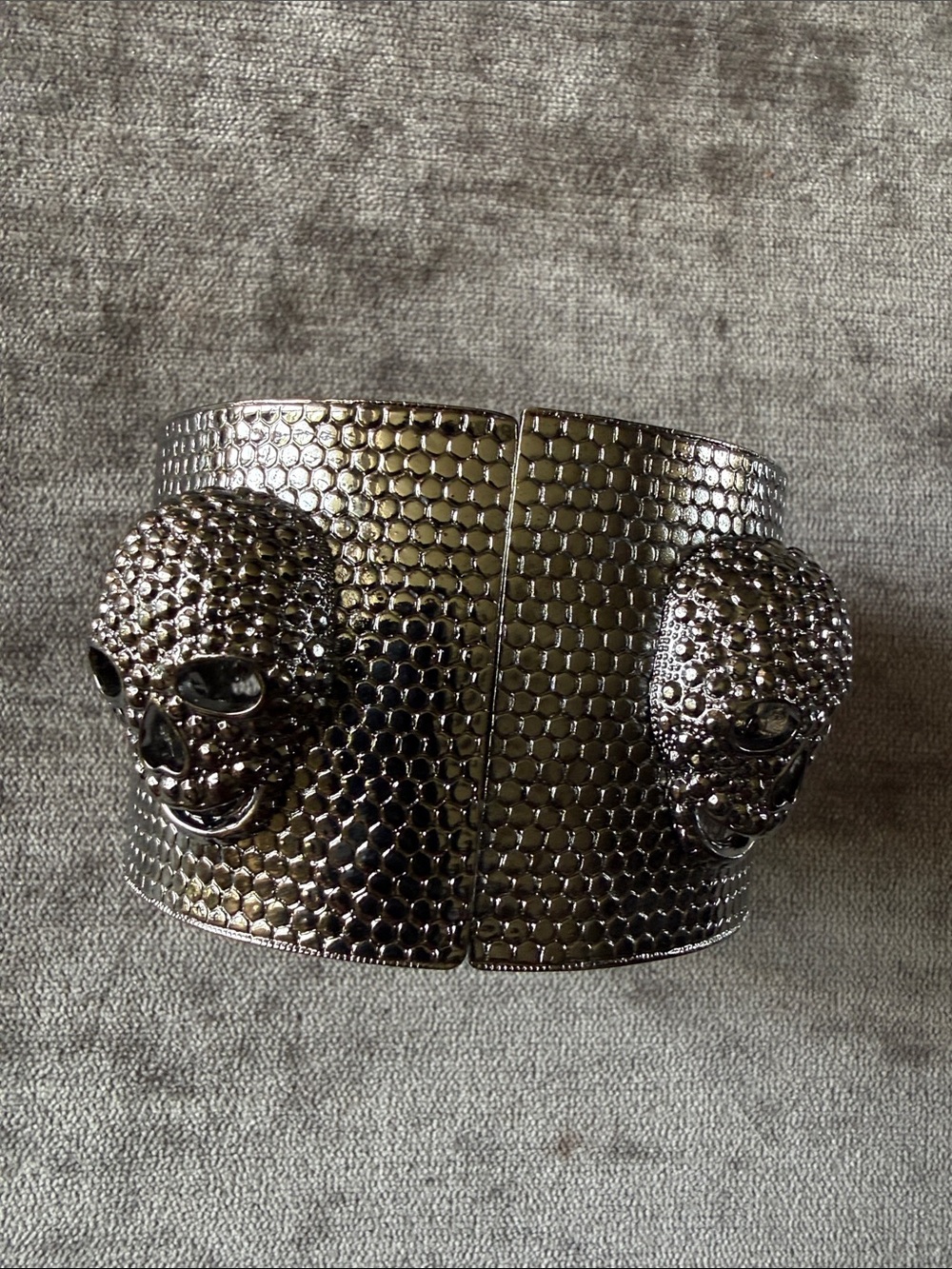 Statement Silver -tone Skull Cuff Bracelet